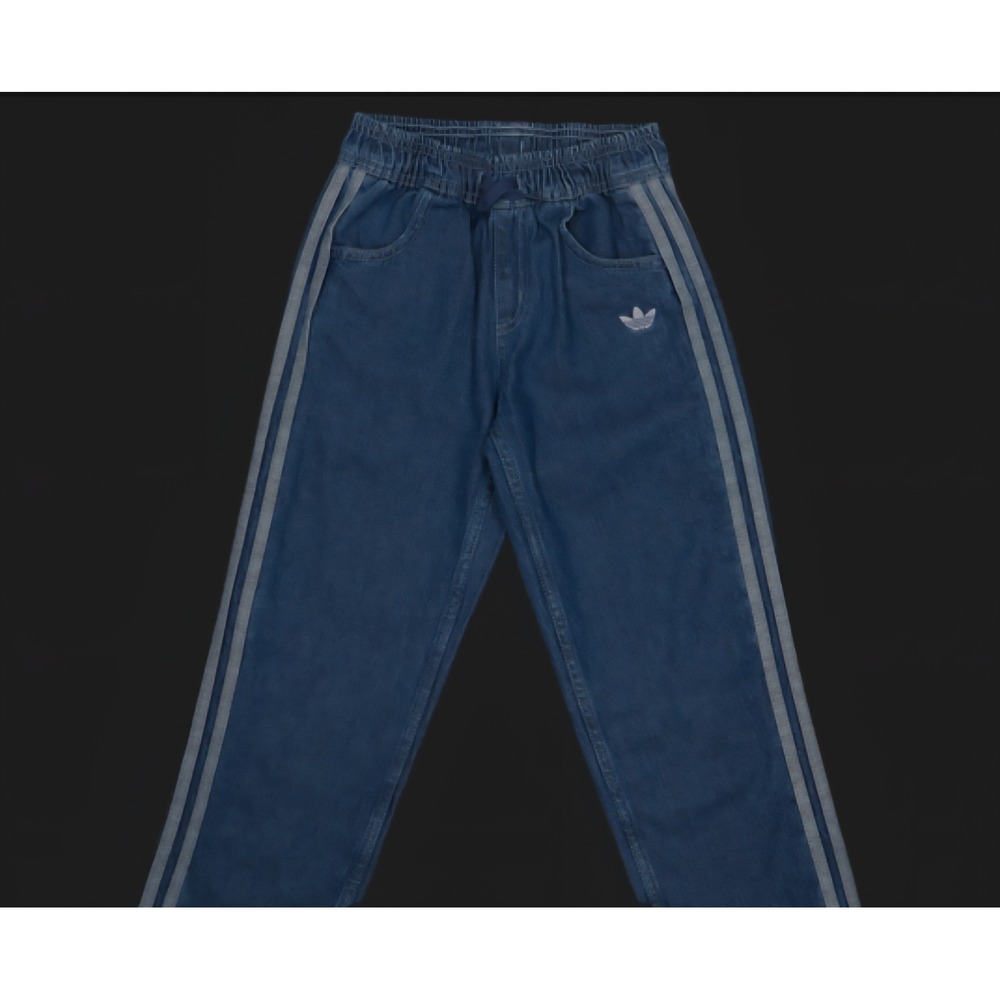 Adidas Originals Kids Blue Denim Joggers TripleStripe Trefoil Jeans Size 7-8Y XS